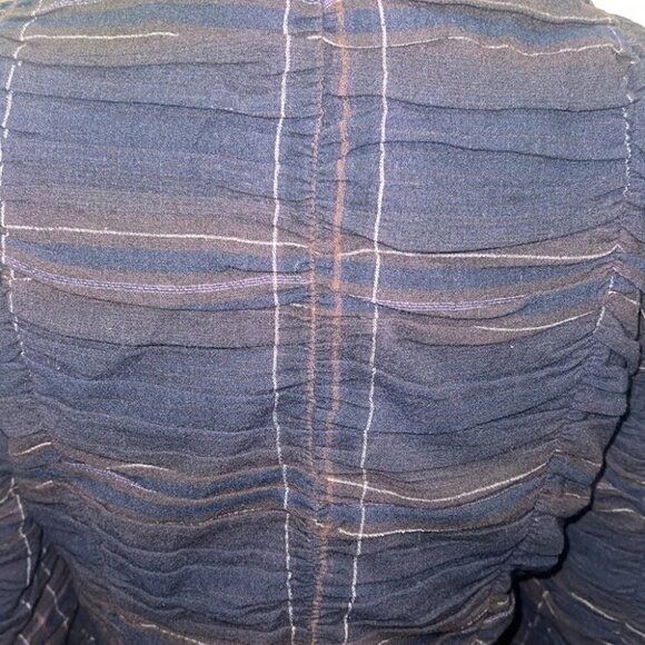 Zara woman dark blue wool ruched plaid jacket size Small - Picture 12 of 15